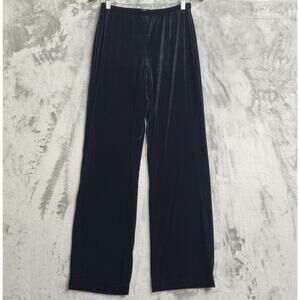 Vintage Notations Pants Womens S Black Velvet Velour Pull On Straight Leg Formal